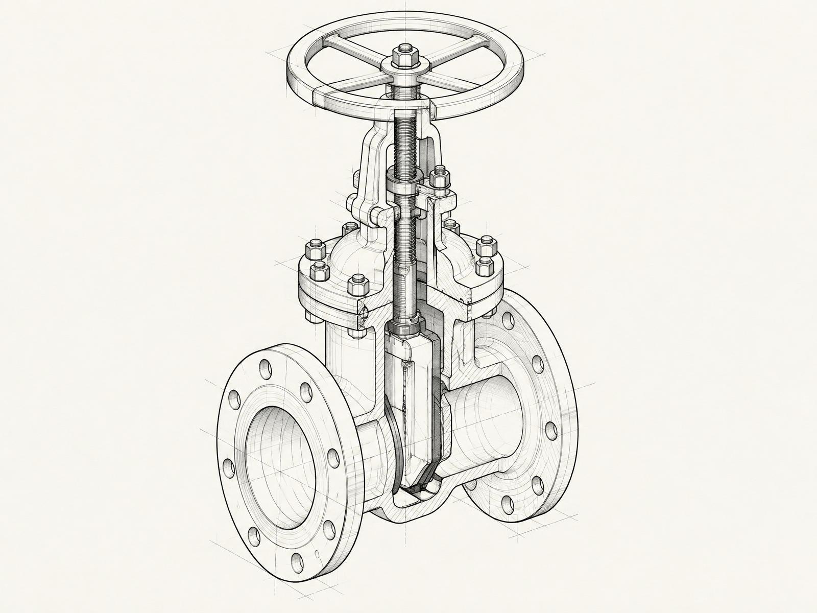 Industrial valve technical illustration